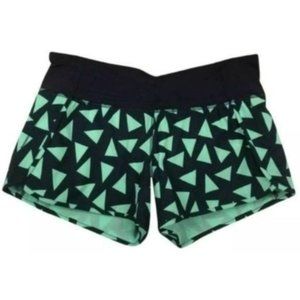 Lululemon Run Times Shorts Tri Pop Nachos Black and Green, Size 8